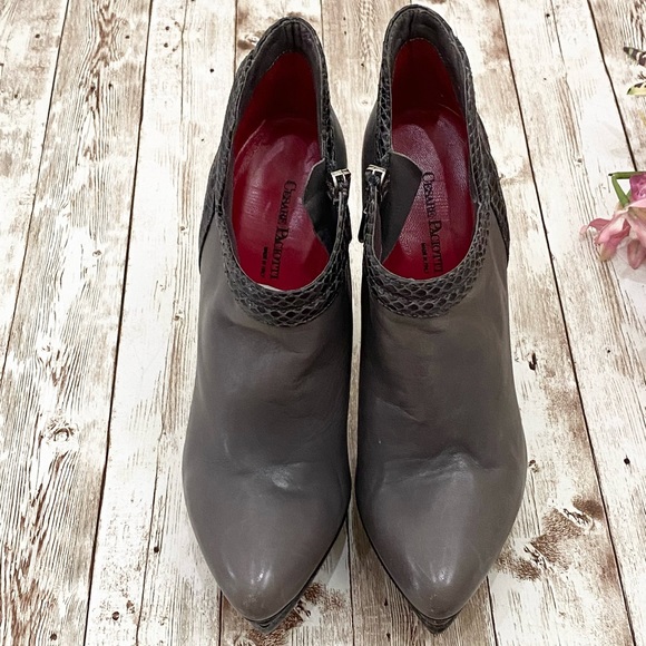 Cesare Paciotti Italy Gray Leather High Heeled Booties 37 - Picture 3 of 16
